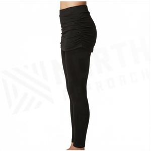 Leggings longs taille haute North Approach, noir uni, froncés, taille élastique, extensibles dans les quatre sens, pour le yoga - Product Image 3