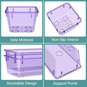 Modular Plastic Storage Bins for <b>Makeup</b> Jewelry Vanity and Office Organization 21 Piece Purple Acrylic Drawer Organizer Set - Product Image 2