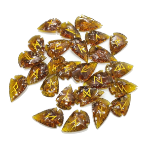 Juego de runas de punta de flecha de obsidiana naranja de alta calidad, runa de cristal, energía Wicca, piedra natural para adivinación y meditación intuitiva - Product Image 1