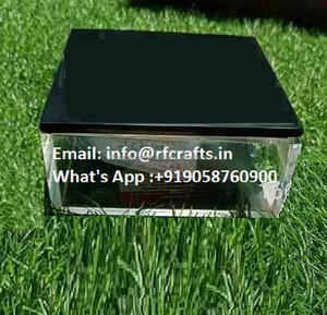 Caja acrílica artesanal de alta calidad con incrustaciones de madreperla, tapa de madera, caja de decoración rectangular - Product Image 3