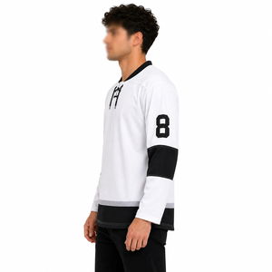 Maillot de hockey sur glace blanc le plus vendu pour hommes et jeunes avec design personnalisé, dernier style, couleur unie - Product Image 2