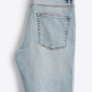 Men's Straight Leg Light Blue Denim Jeans Mid Waist Loose Fit Sand Wash Cotton Casual Streetwear Winter Pants Autumn Style - Product Image 5