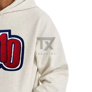 OEM Factory Price Winter Pullover Fleece Kangaroo Pocket Drawstrings <b>Men's</b> Hoodies Hip Hop <b>Jumper</b> <b>Chenille</b> Embroidery Hoodie - Product Image 4