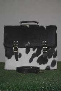 Style Portable Lightweight Leather Hair on <b>Laptop</b> Bag Designer Hair-on Cowhide Real material Hair on <b>Laptop</b> Briefcase Portable - Product Image 5