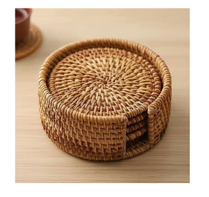 Sous-verres en rotin BOHO, nouveaux sous-verres en rotin naturel, tapis isolants pour tasses et sous-verres de haute qualité - Product Image 2
