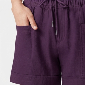 Shorts en flanelle unie taille basse pour femmes, confortables, 100 % polyester, séchage rapide, taille élastique, grande taille, faible MOQ - Product Image 4