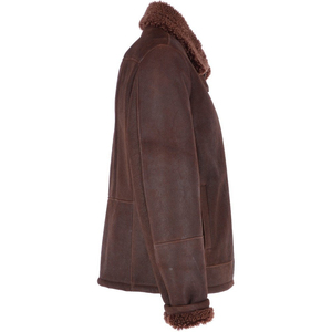 100% Genuine <b>Sheepskin</b> Leather Men's Brown Bomber <b>Flying</b> <b>Jacket</b> Eco-Friendly Waterproof Windproof Regular Fit - Product Image 4