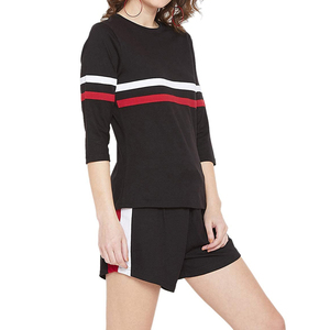 OEM New Arrival Summer 2 Piece T Shirt & Shorts <b>Twin</b> <b>Set</b> Women Breathable Solid Color Ladies Summer <b>Twin</b> <b>Sets</b> - Product Image 3