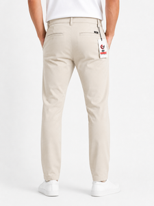 Pantalones Oxford Casuales para Hombre Fly Humble, Color Beige, Corte Recto, Cintura Media, Cierre de Botones, Ligeros, Transpirables, de Lona, Estilo Veraniego - Product Image 4