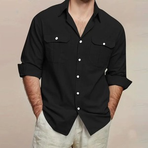 Men's Short Sleeve Solid Knitted for Shirt ODM Casual Quick Dry Button Collar Soft Comfortable Daily Tops - Product Image 2