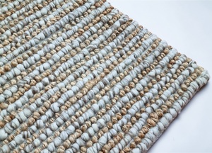 Alfombra de Yute y Lana Hecha a Mano, Alfombra Texturizada con Bucles Gruesos, Alfombra Moderna de Color Neutro para Piso - Product Image 3