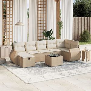 Grand ensemble de canapés de jardin modulaires en polyrotin beige, meubles de jardin modulaires confortables - Product Image 1