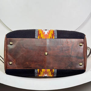 New Arrival Vintage Style Aztec Genuine Leather Duffel Bags Personalized Western Unisex <b>Spirit</b> Black Wool Large Weekender Bags - Product Image 5
