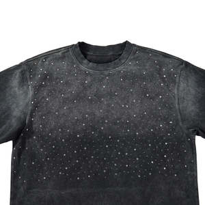 T-shirt Homme Oversize Streetwear à Coupe Boxy, Grammage Lourd, Effet Délavé à l'Acide et Strass - Product Image 1
