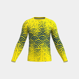 Chemise anti-UV en polyester à manches longues pour homme, motif vague jaune et bleue, impression par sublimation, meilleure qualité, best-seller 2026 - Product Image 1