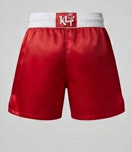 Shorts d'arts martiaux KLTW INT'L K4 rouge unisexe en polyester/coton respirant, coupe ample pour adulte, logo frontal imprimé par sublimation. - Product Image 2