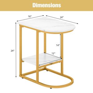 Tavolo da tavolo moderno in finto marmo con ripiano per mobili da salotto - Product Image 6
