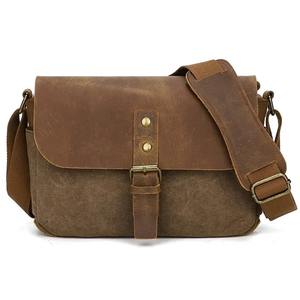 Sac de voyage bandoulière en cuir et toile pour appareil photo reflex numérique (DSLR/SLR), étanche, antichoc, avec fermeture éclair, couleur et taille personnalisables, vente en gros - Product Image 5