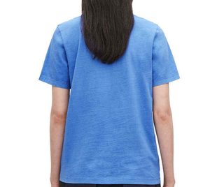 Camiseta de Cuello Redondo Azul Sólido para Mujer, Manga Corta, Corte Regular, 100% Algodón Jersey, Transpirable, Informal, para Primavera y Verano - Product Image 5