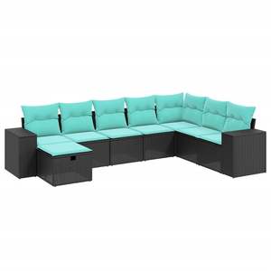 Grand ensemble de canapés de jardin modulaires en polyrotin noir et acier, mobilier d'extérieur moderne - Product Image 2