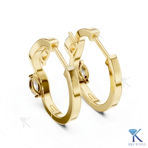 Boucles d'oreilles créoles Huggie en or massif 14K, style Bypass, avec diamants CVD de laboratoire, taille Marquise, bijoux de luxe pour femme - Product Image 4