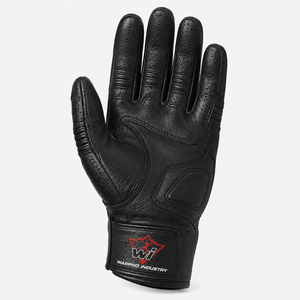 Guantes de Ciclismo de Cuero Negro Premium para Hombre, Protección Completa de Nudillos, Transpirables, Perforados, con Estampado de Motociclista - Product Image 5