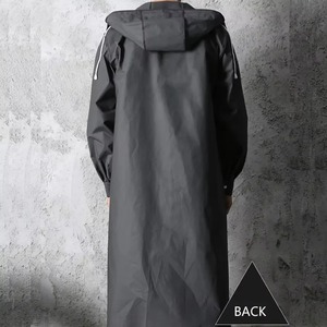 Manteau long imperméable d'hiver pour homme avec capuche, logo frontal, fermeture simple boutonnage et cordon de serrage - Product Image 3