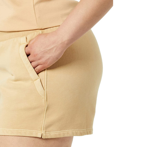 Shorts en jersey pour femme taille haute couleur sable, shorts décontractés à taille élastique avec poches, en mélange de coton doux pour l'été - Product Image 5