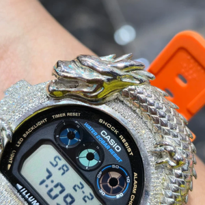 Montre de sport numérique de luxe, design dragon, bracelet en acier inoxydable orange, 42 mm, étanche 3 BAR, GPS, alarme, affichage analogique, unisexe - Product Image 3