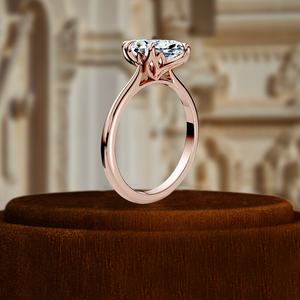 Anillo de compromiso de oro macizo de 14K con diamante de laboratorio de 1.5CT de corte marquesa de 6 puntas, anillo de promesa para fiesta de bodas con pavé parcial, anillo nupcial - Product Image 2