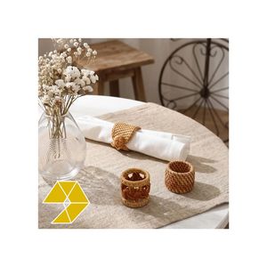 Vintage rattan napkin rings Handmade tableware decor <b>Outdoor</b> dinner <b>table</b> set Rattan napkin holder set FOR WEDDING ANNIVERSARY - Product Image 5