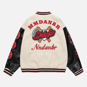 Latest Casual Canvas Varsity <b>Jacket</b> OEM Outdoor Winter Chenille Patch Embroidered Front Waterproof Breathable Windproof Mandarin - Product Image 4