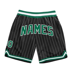 Shorts personnalisables pour hommes, shorts de basketball personnalisés avec nom, shorts de boxe amples et respirants en maille noire à rayures fines rétro - Product Image 2