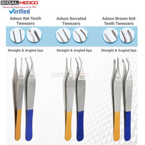 Set 6 Adson Dressing Tissue Brown Forceps 4.75 Inch Straight Curved Premium Quality Stainless Steel Manual <b>Surgical</b> <b>Instruments</b> - Product Image 5