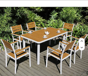 Modern Bespoke Bistro Furniture Set Solid Wood Top <b>Table</b> 4 Durable Eco-Friendly Chairs Aluminum/Teak Wood Frames for Outdoor - Product Image 2