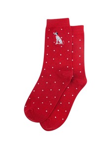 Chaussettes rouges à pois blancs, unisexes, en coton, imprimées numériquement, tricotées, respirantes, pour un usage quotidien, hiver - Product Image 2