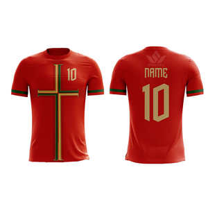 เสื้อฟุตบอลชายสีน้ำเงิน เบอร์ 10 พิมพ์ลายแบบ Sublimation คอกลม แขนสั้น ระบายอากาศได้ดี ผลิตจากโพลีเอสเตอร์ ชุดฟุตบอลทีมแบบสั่งทำ - Product Image 2