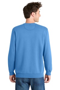 Sweat-shirt à col rond pour homme avec logo personnalisé en gros, pull en molleton bleu ciel uni de haute qualité, vêtements streetwear avec coutures en V - Product Image 5