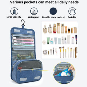 Trousse de Maquillage de Voyage Portable et Respirante, Pochette de Soins Personnels Multicouche avec Poches Transparentes, Sangle Réglable et Fermeture Éclair pour Soins de la Peau - Product Image 4