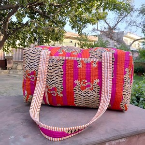 Sac de voyage indien fait main, imprimé tigre coloré, motif rayé, grande capacité, pour femme - Product Image 4