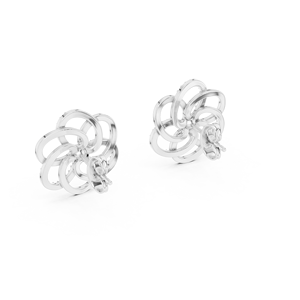 INTERLOCK FLORAL LAB GROWN DIAMOND <b>EARRING</b> <b>SET</b> IN 18KT WHITE <b>GOLD</b> FOR WOMEN'S ENGAGEMENT WEDDING PARTY VALENTINE GIFT DAILY USE - Product Image 3
