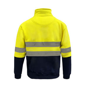 Conjunto de Pantalones Cargo y Sudadera con Cierre de Cremallera de Alta Visibilidad en Amarillo Neón y Azul Marino, Traje de Trabajo de Seguridad Industrial Reflectante - Product Image 4