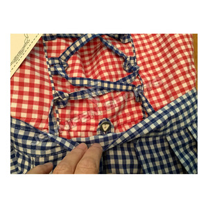 Women Blue&<b>Red</b> Checkered Fabric Lace-Up Dirndl Oktoberfest Costume Blue <b>Red</b> <b>Gingham</b> Apron Bavarian Beer Festival Dress - Product Image 3