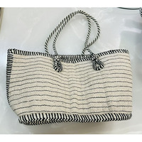Sac à main en raphia perlé, écologique, durable, de créateur exclusif, imperméable, tissé, grande capacité, élégant, avec perles