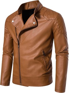 Mens Brown Leather <b>Jacket</b> <b>Shearling</b> Collar Winter Coat Warm Fleece Lined Vintage <b>Bomber</b> Outerwear - Product Image 2