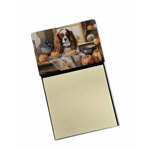 Cavalier Spaniel automne cuisine citrouilles blocs-notes auto-adhésifs nouveau distributeur rechargeable porte-carte porte-mémo bureau vierge - Product Image 1