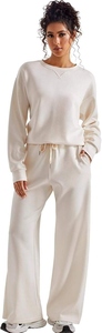 Ensemble de survêtement d'hiver respirant pour femme, en molleton épais, deux pièces, avec sweat à capuche oversize et pantalon, couleur unie, pour le sport et la détente - Product Image 3
