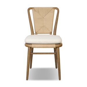 Warm Minimalist Teak Wood <b>Dining</b> <b>Chair</b> Armless Woven Cord Leisure <b>Chair</b> for Cozy <b>Dining</b> Room - Product Image 1