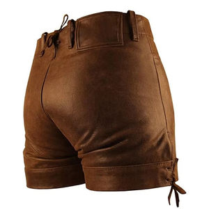 Custom <b>Men's</b> High Street Style Solid Cowhide <b>Leather</b> <b>Shorts</b> with Side Pockets Breathable Quick Dry Private Label Premium Quality - Product Image 3