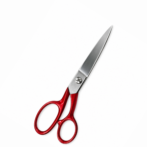Ciseaux de tailleur multi-usages rouges en acier inoxydable à bord lisse, manche en acier inoxydable, outil de coupe non pliable de qualité DIY - Product Image 2
